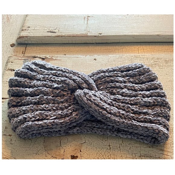 Beautiful Handmade Crochet Twist Headband – Charcoal Grey - Picture 2 of 2
